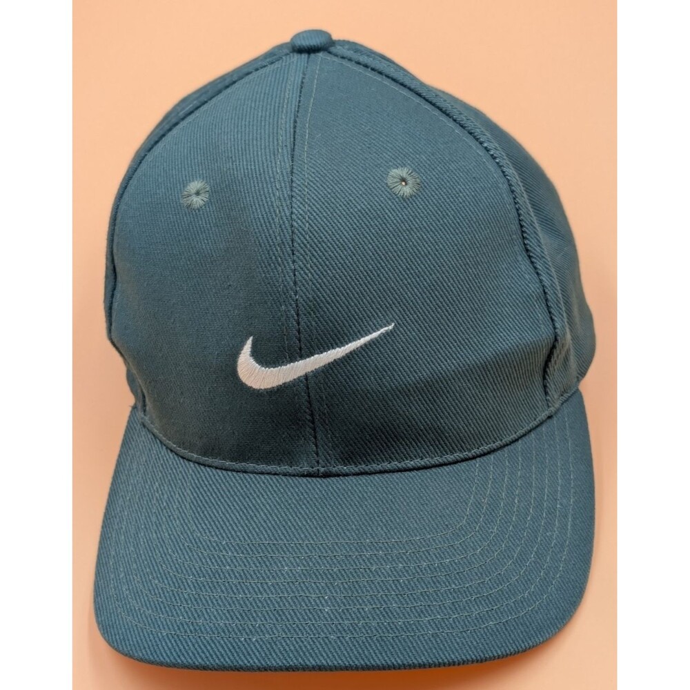 Nike 90s Vintage Green Swoosh Street Wear Snap Back Adjustable Baseball Cap Hat